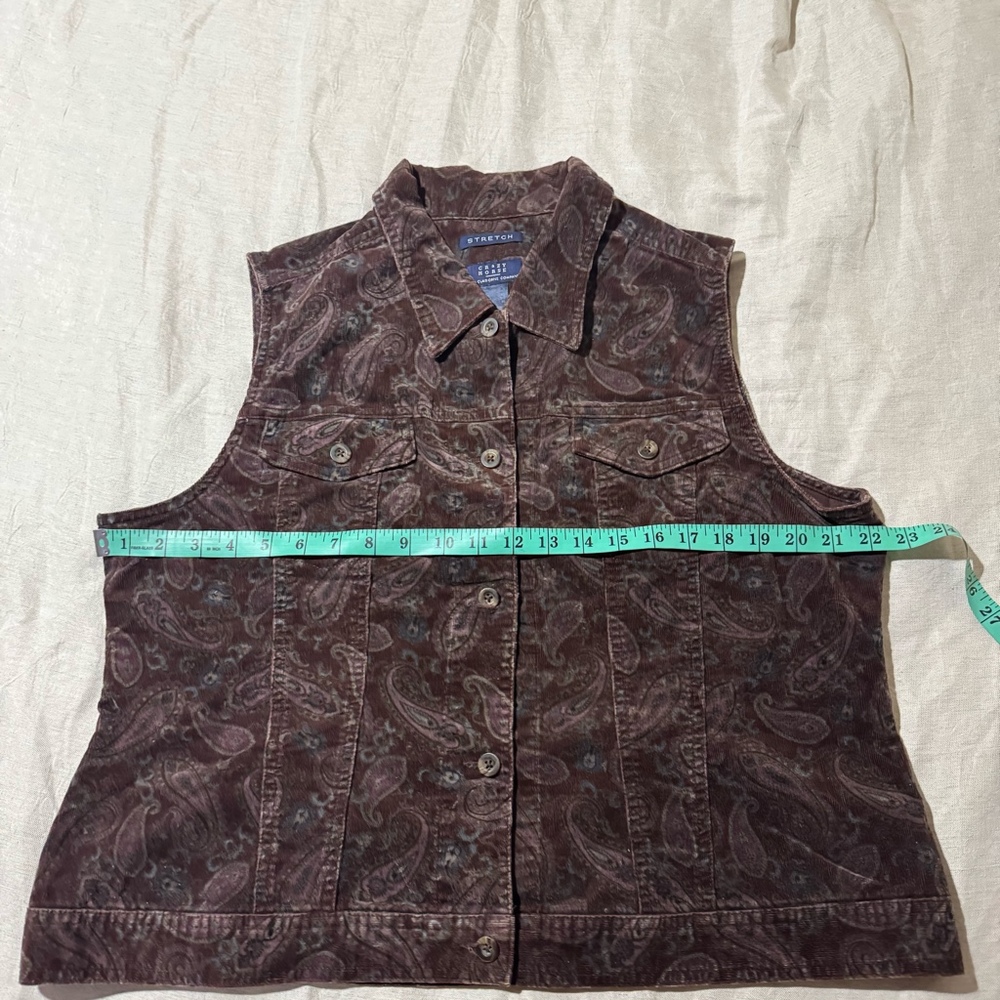 Vintage Crazy Horse by Liz Claiborne Women’s Paisley Stretch Denim Vest XL - Picture 4 of 8